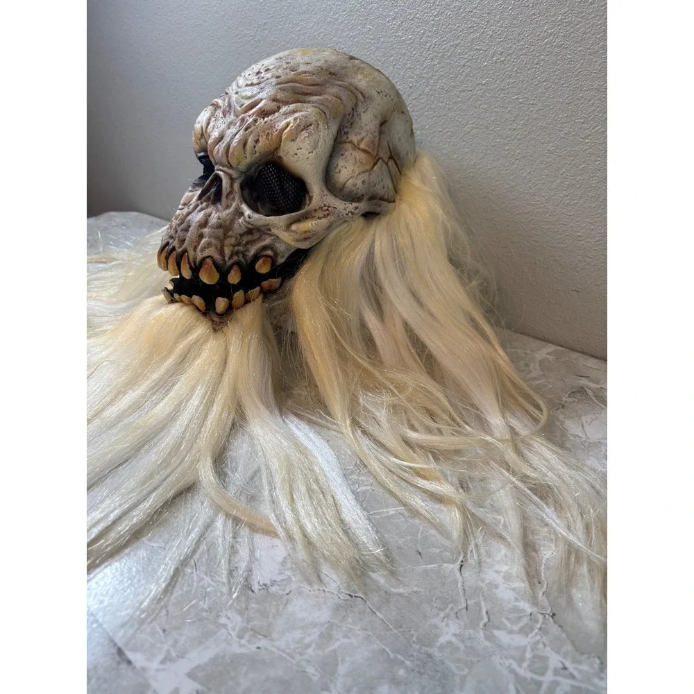 Vtg 2003 Paper Magic Group PMG Skeleton Skull Mask White Hair Halloween‎ Scary